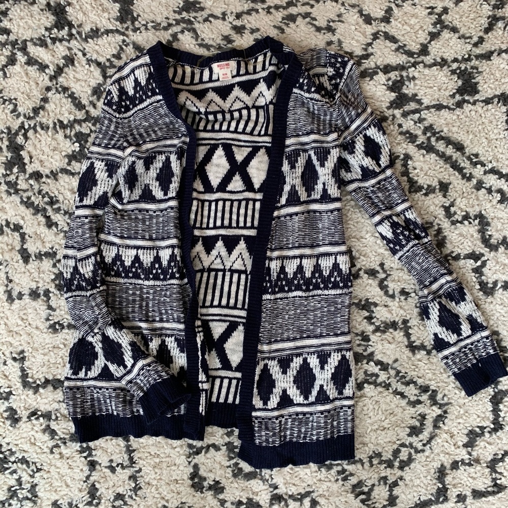 Navy and white cardigan